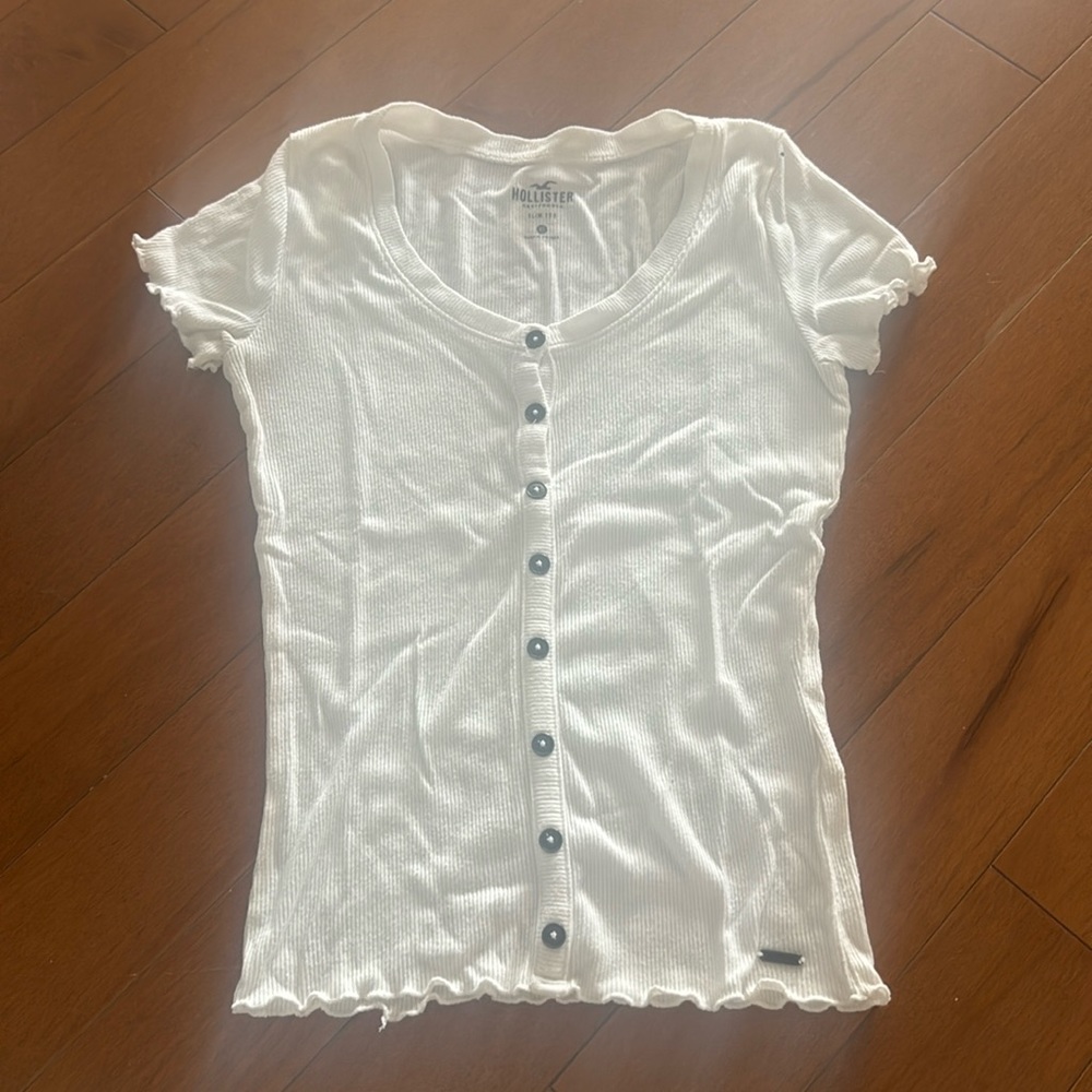 Hollister, white button-down T-shirt